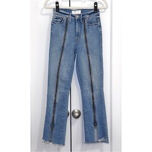 Mother Denim High Waisted Rascal Zip Step Fray Jeans in Misbeliever Wash - Sz 24